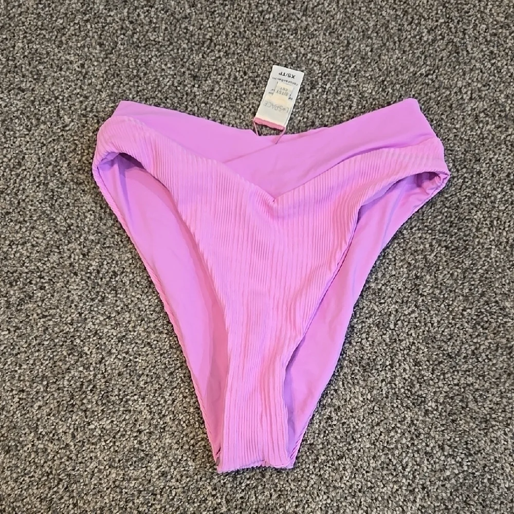 NWOT L Space Women Pointelle Rib High-Waisted Bitsy  Bikini Bottom Swim Sz XS